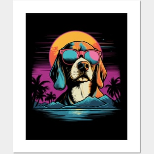 Retro Wave Beagle Dog Posters and Art
